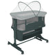 Patut co-sleeper, Lionelo, Jodie, Multifunctional, Reglabil in 6 pozitii pe inaltime, Saltea cu densitate T25, Functie de leganare, Cu plasa de tantari, Buzunar depozitare, Geanta transport, 84x48x70-80 cm, Verde inchis