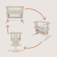 Patut co-sleeper, Lionelo, Jodie, Multifunctional, Reglabil in 6 pozitii pe inaltime, Saltea cu densitate T25, Functie de leganare, Cu plasa de tantari, Buzunar depozitare, Geanta transport, 84x48x70-80 cm, Bej