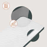 Patut co-sleeper, Lionelo, Jodie, Multifunctional, Reglabil in 6 pozitii pe inaltime, Saltea cu densitate T25, Functie de leganare, Cu plasa de tantari, Buzunar depozitare, Geanta transport, 84x48x70-80 cm, Verde inchis