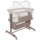 Patut co-sleeper, Lionelo, Jodie, Multifunctional, Reglabil in 6 pozitii pe inaltime, Saltea cu densitate T25, Functie de leganare, Cu plasa de tantari, Buzunar depozitare, Geanta transport, 84x48x70-80 cm, Taupe