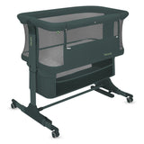 Patut co-sleeper, Lionelo, Jodie, Multifunctional, Reglabil in 6 pozitii pe inaltime, Saltea cu densitate T25, Functie de leganare, Cu plasa de tantari, Buzunar depozitare, Geanta transport, 84x48x70-80 cm, Verde inchis