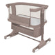 Patut co-sleeper, Lionelo, Jodie, Multifunctional, Reglabil in 6 pozitii pe inaltime, Saltea cu densitate T25, Functie de leganare, Cu plasa de tantari, Buzunar depozitare, Geanta transport, 84x48x70-80 cm, Taupe