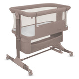 Patut co-sleeper, Lionelo, Jodie, Multifunctional, Reglabil in 6 pozitii pe inaltime, Saltea cu densitate T25, Functie de leganare, Cu plasa de tantari, Buzunar depozitare, Geanta transport, 84x48x70-80 cm, Taupe