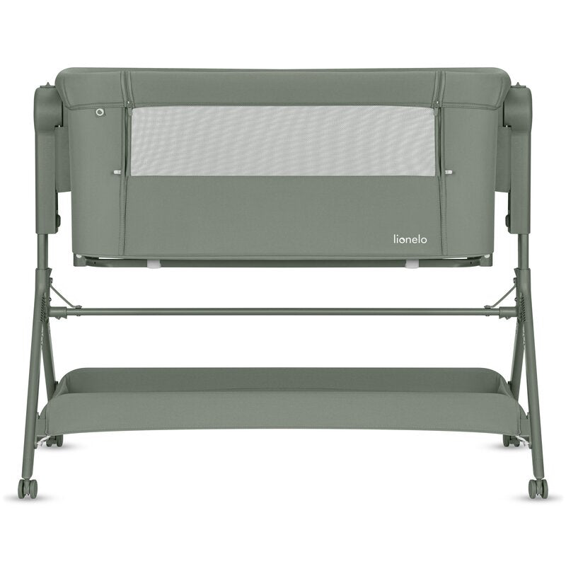 Patut co-sleeper, Lionelo, Leonie Plus, Pliabil, Cu sistem de leganare, Cu setare unghiulara, Reglabil in 6 pozitii pe inaltime, Conform cu standardele europeane de securitate EN1130 si EN16890, Verde