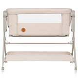 Patut co-sleeper, Lionelo, Leonie Plus, Pliabil, Cu sistem de leganare, Cu setare unghiulara, Reglabil in 6 pozitii pe inaltime, Conform cu standardele europeane de securitate EN1130 si EN16890, Bej
