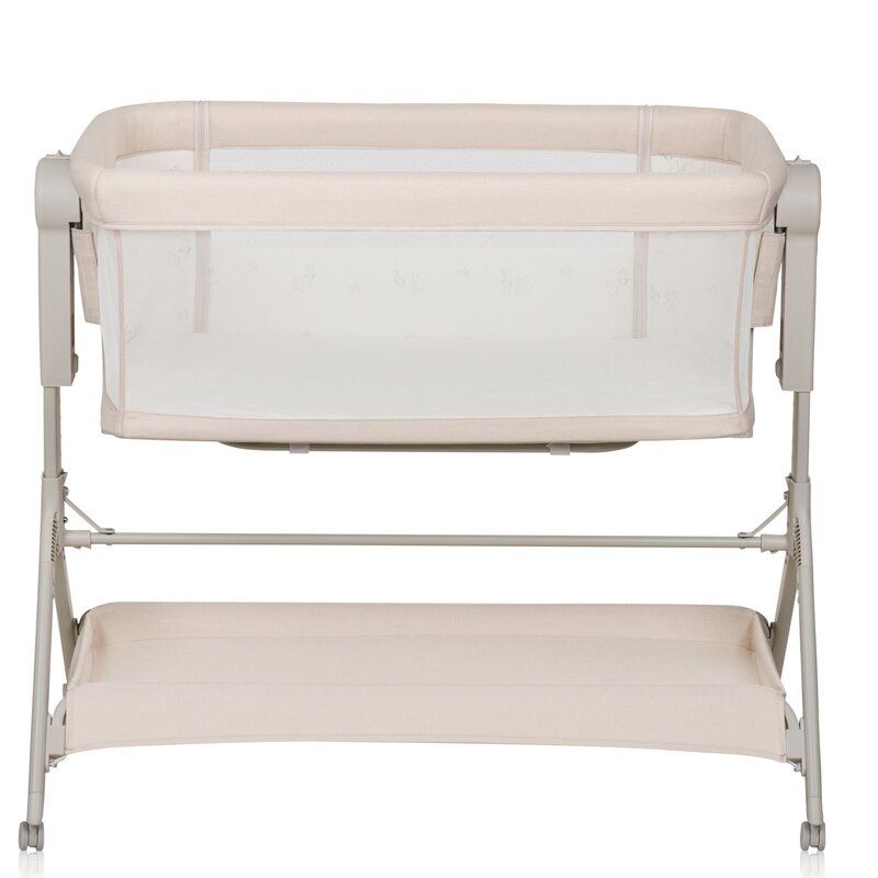 Patut co-sleeper, Lionelo, Leonie Plus, Pliabil, Cu sistem de leganare, Cu setare unghiulara, Reglabil in 6 pozitii pe inaltime, Conform cu standardele europeane de securitate EN1130 si EN16890, Bej