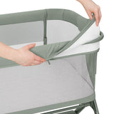 Patut co-sleeper, Lionelo, Leonie Plus, Pliabil, Cu sistem de leganare, Cu setare unghiulara, Reglabil in 6 pozitii pe inaltime, Conform cu standardele europeane de securitate EN1130 si EN16890, Verde