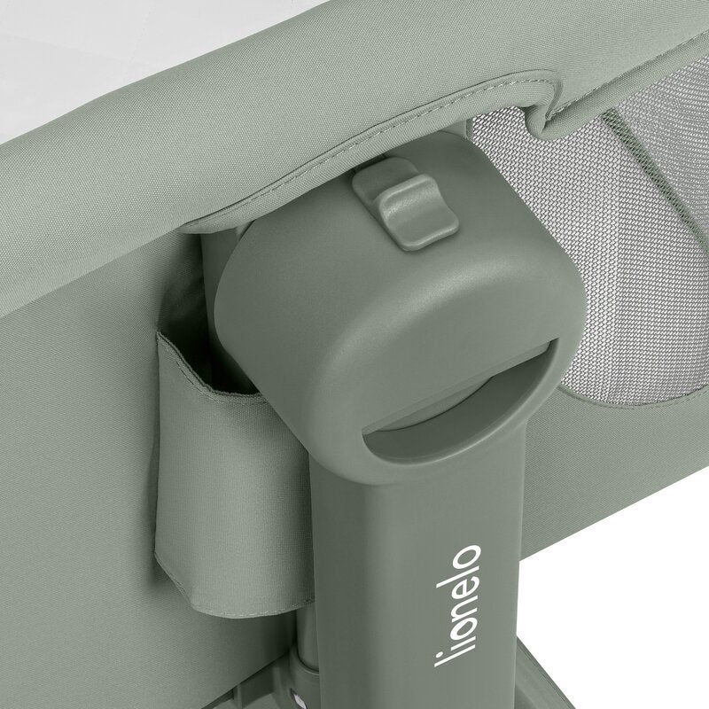 Patut co-sleeper, Lionelo, Leonie Plus, Pliabil, Cu sistem de leganare, Cu setare unghiulara, Reglabil in 6 pozitii pe inaltime, Conform cu standardele europeane de securitate EN1130 si EN16890, Verde