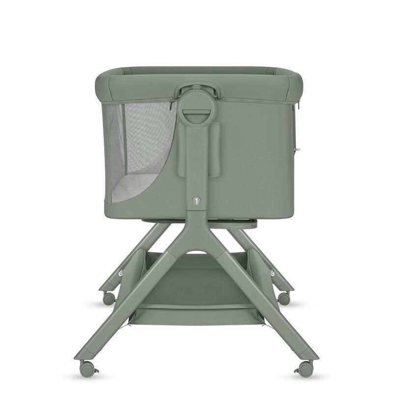 Patut co-sleeper, Lionelo, Leonie Plus, Pliabil, Cu sistem de leganare, Cu setare unghiulara, Reglabil in 6 pozitii pe inaltime, Conform cu standardele europeane de securitate EN1130 si EN16890, Verde