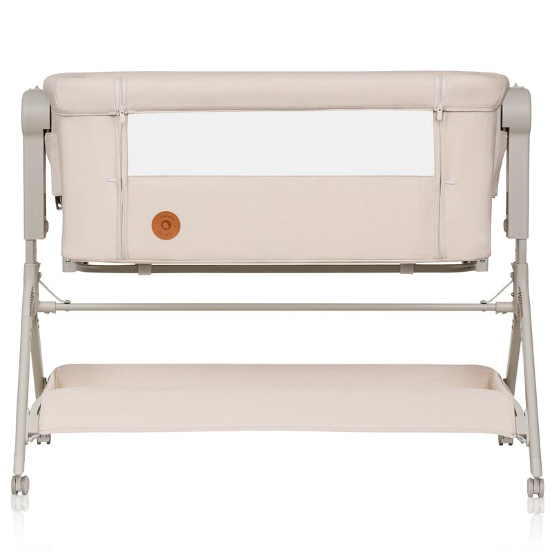 Patut co-sleeper, Lionelo, Leonie Plus, Pliabil, Cu sistem de leganare, Cu setare unghiulara, Reglabil in 6 pozitii pe inaltime, Conform cu standardele europeane de securitate EN1130 si EN16890, Bej