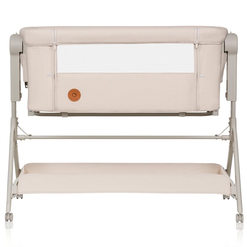 Patut co-sleeper, Lionelo, Leonie Plus, Pliabil, Cu sistem de leganare, Cu setare unghiulara, Reglabil in 6 pozitii pe inaltime, Conform cu standardele europeane de securitate EN1130 si EN16890, Bej