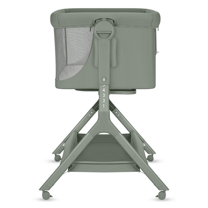 Patut co-sleeper, Lionelo, Leonie Plus, Pliabil, Cu sistem de leganare, Cu setare unghiulara, Reglabil in 6 pozitii pe inaltime, Conform cu standardele europeane de securitate EN1130 si EN16890, Verde