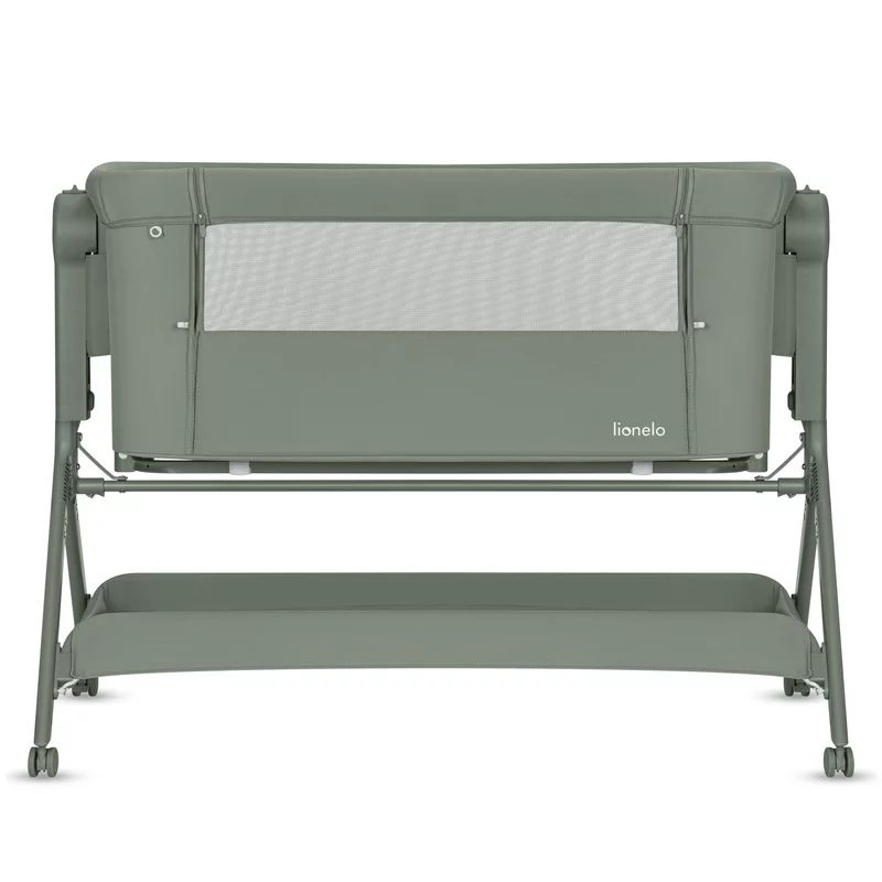 Patut co-sleeper, Lionelo, Leonie Plus, Pliabil, Cu sistem de leganare, Cu setare unghiulara, Reglabil in 6 pozitii pe inaltime, Conform cu standardele europeane de securitate EN1130 si EN16890, Verde