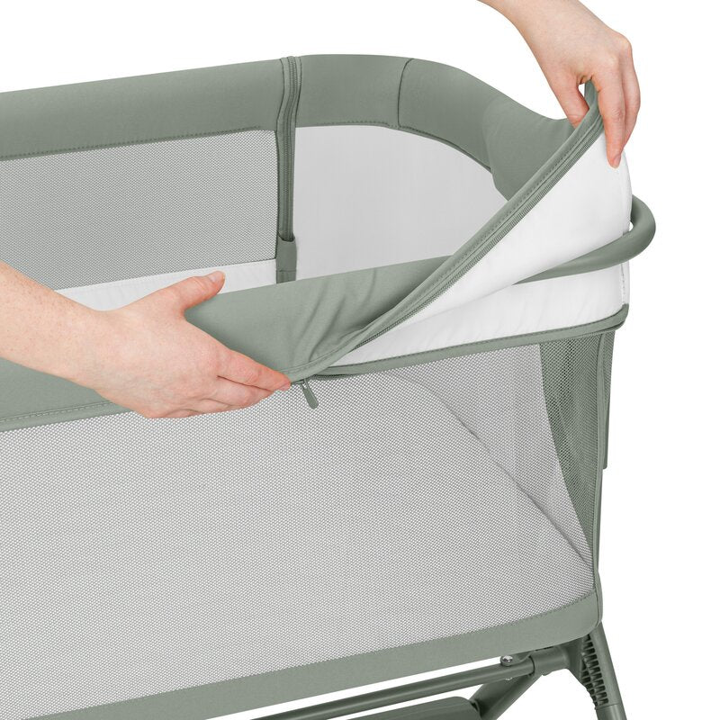 Patut co-sleeper, Lionelo, Leonie Plus, Pliabil, Cu sistem de leganare, Cu setare unghiulara, Reglabil in 6 pozitii pe inaltime, Conform cu standardele europeane de securitate EN1130 si EN16890, Verde