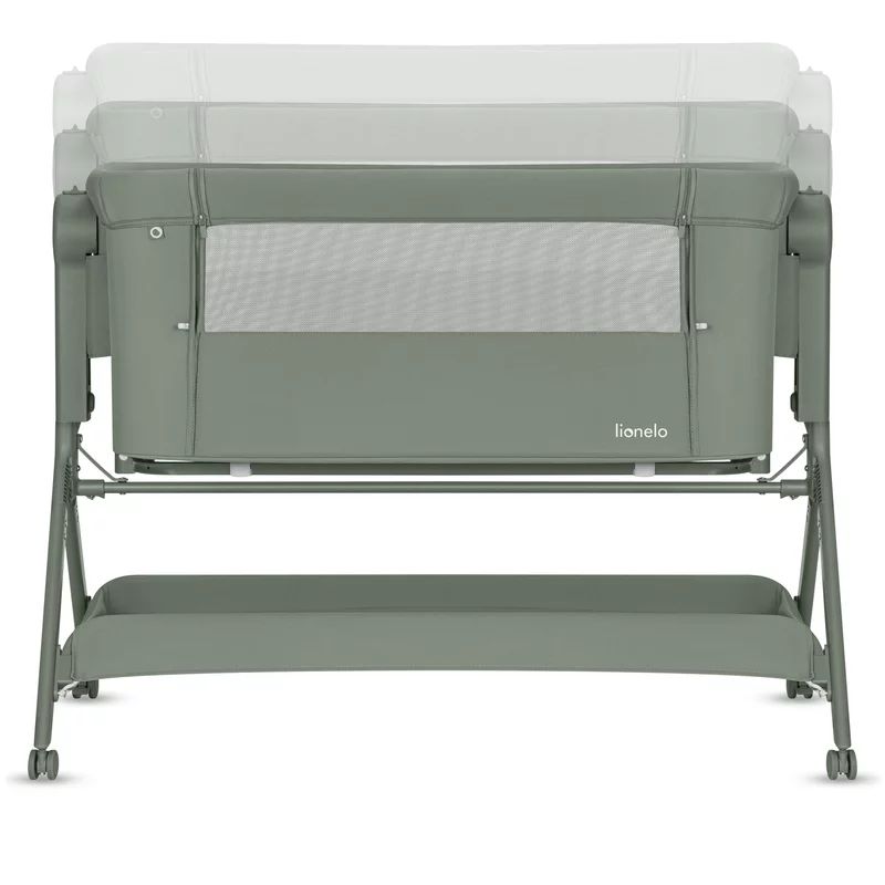 Patut co-sleeper, Lionelo, Leonie Plus, Pliabil, Cu sistem de leganare, Cu setare unghiulara, Reglabil in 6 pozitii pe inaltime, Conform cu standardele europeane de securitate EN1130 si EN16890, Verde