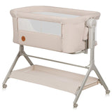 Patut co-sleeper, Lionelo, Leonie Plus, Pliabil, Cu sistem de leganare, Cu setare unghiulara, Reglabil in 6 pozitii pe inaltime, Conform cu standardele europeane de securitate EN1130 si EN16890, Bej