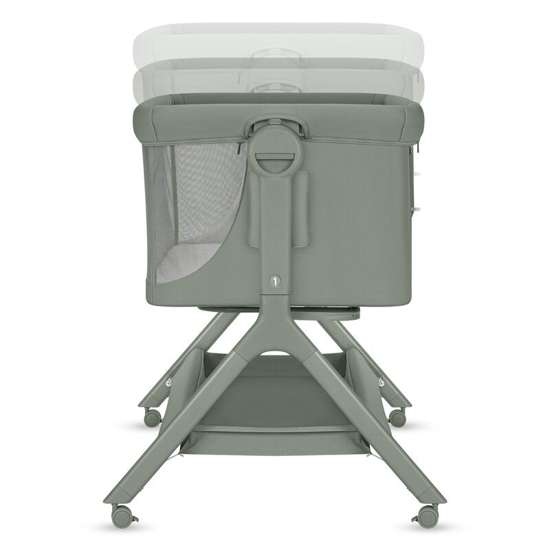 Patut co-sleeper, Lionelo, Leonie Plus, Pliabil, Cu sistem de leganare, Cu setare unghiulara, Reglabil in 6 pozitii pe inaltime, Conform cu standardele europeane de securitate EN1130 si EN16890, Verde