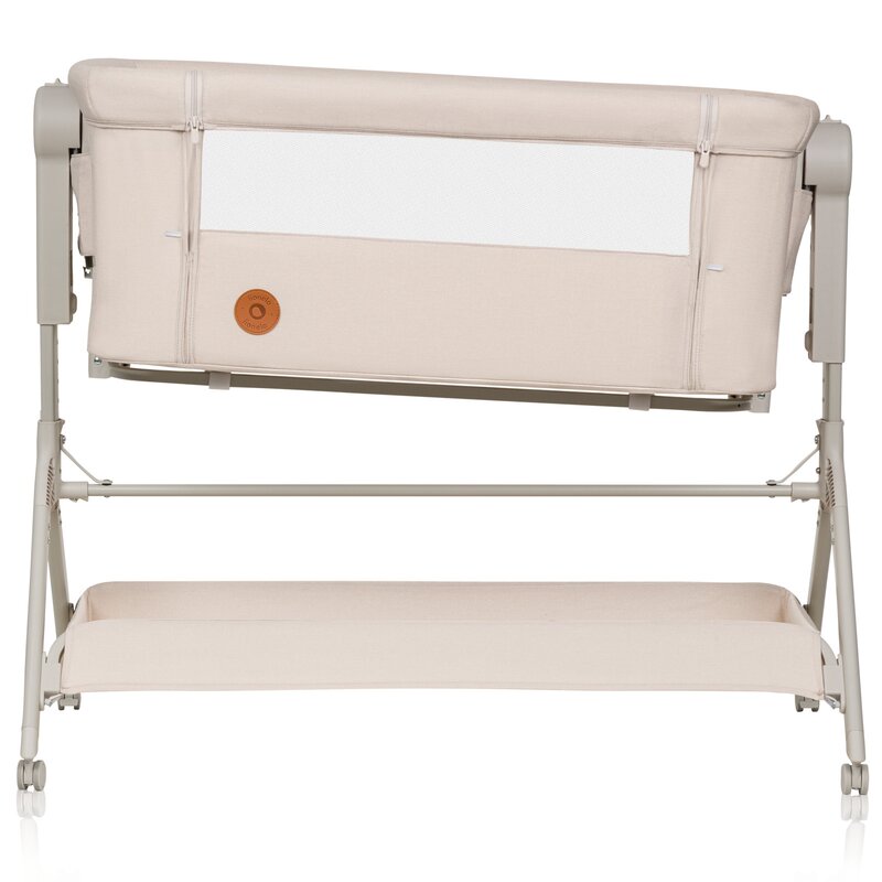 Patut co-sleeper, Lionelo, Leonie Plus, Pliabil, Cu sistem de leganare, Cu setare unghiulara, Reglabil in 6 pozitii pe inaltime, Conform cu standardele europeane de securitate EN1130 si EN16890, Bej