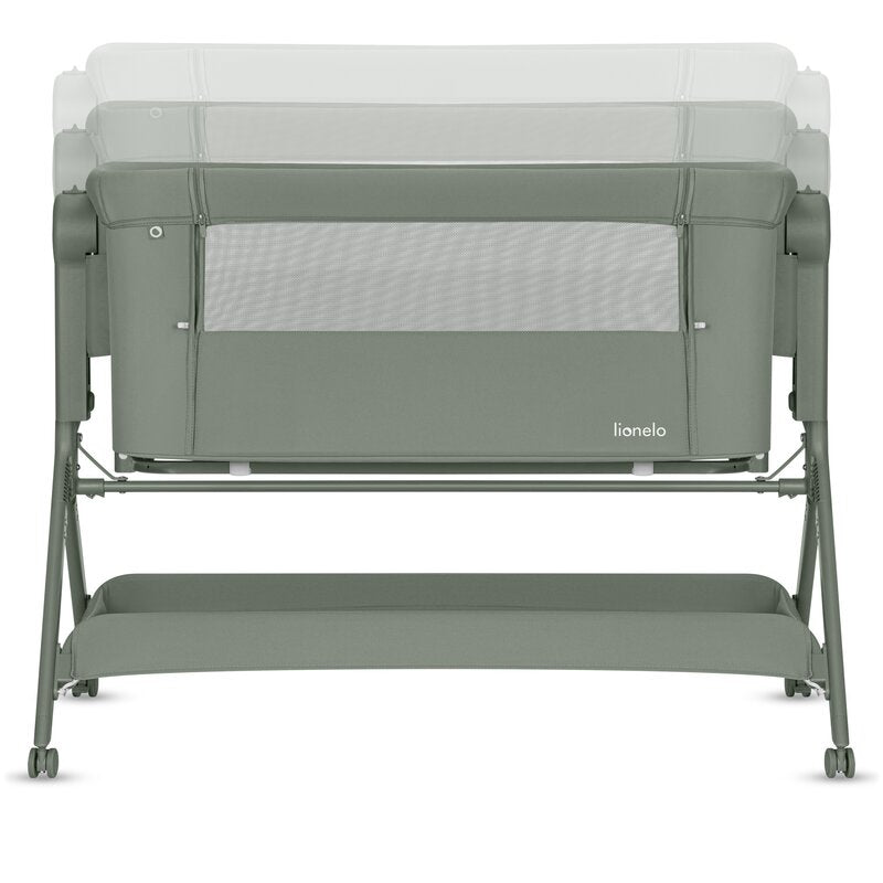 Patut co-sleeper, Lionelo, Leonie Plus, Pliabil, Cu sistem de leganare, Cu setare unghiulara, Reglabil in 6 pozitii pe inaltime, Conform cu standardele europeane de securitate EN1130 si EN16890, Verde