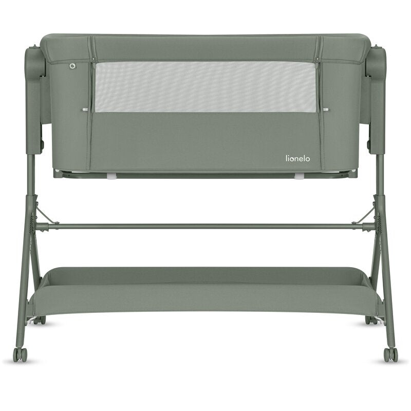 Patut co-sleeper, Lionelo, Leonie Plus, Pliabil, Cu sistem de leganare, Cu setare unghiulara, Reglabil in 6 pozitii pe inaltime, Conform cu standardele europeane de securitate EN1130 si EN16890, Verde