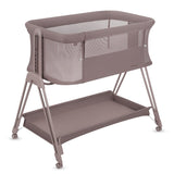 Patut co-sleeper, Lionelo, Luna, 2 in 1, Cu laterala culisanta, Cu setare unghiulara, Cu roti, Reglabil in 6 pozitii pe inaltime, Bej inchis