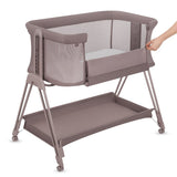 Patut co-sleeper, Lionelo, Luna, 2 in 1, Cu laterala culisanta, Cu setare unghiulara, Cu roti, Reglabil in 6 pozitii pe inaltime, Bej inchis