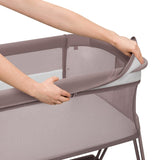 Patut co-sleeper, Lionelo, Luna, 2 in 1, Cu laterala culisanta, Cu setare unghiulara, Cu roti, Reglabil in 6 pozitii pe inaltime, Bej inchis