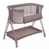 Patut co-sleeper, Lionelo, Luna, 2 in 1, Cu laterala culisanta, Cu setare unghiulara, Cu roti, Reglabil in 6 pozitii pe inaltime, Bej inchis