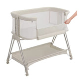 Patut co-sleeper, Lionelo, Luna Close&Cosy, 2 in 1, Cu laterala culisanta, Cu setare unghiulara, Cu roti, Reglabil in 6 pozitii pe inaltime, Alb