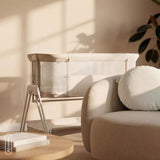 Patut co-sleeper, Lionelo, Luna Close&Cosy, 2 in 1, Cu laterala culisanta, Cu setare unghiulara, Cu roti, Reglabil in 6 pozitii pe inaltime, Alb