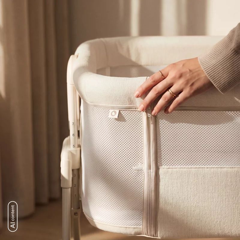 Patut co-sleeper, Lionelo, Luna Close&Cosy, 2 in 1, Cu laterala culisanta, Cu setare unghiulara, Cu roti, Reglabil in 6 pozitii pe inaltime, Alb