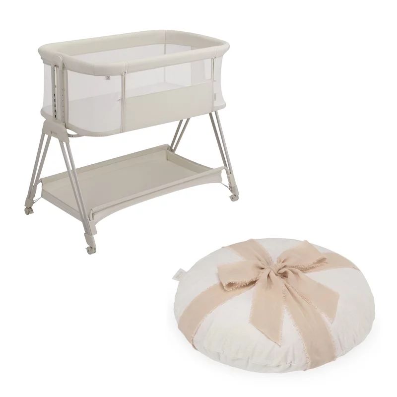 Patut co-sleeper, Lionelo, Luna Close&Cosy, 2 in 1, Cu laterala culisanta, Cu setare unghiulara, Cu roti, Reglabil in 6 pozitii pe inaltime, Alb