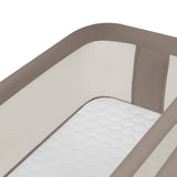 Patut co-sleeper, Lionelo, Pari, Multifunctional, Cu leganare, Reglabil in 6 pozitii pe inaltime, Saltea cu densitate T25, Geanta transport, 84x48x70-80 cm, Taupe