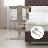 Patut co-sleeper, Lionelo, Pari, Multifunctional, Cu leganare, Reglabil in 6 pozitii pe inaltime, Saltea cu densitate T25, Geanta transport, 84x48x70-80 cm, Taupe