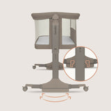 Patut co-sleeper, Lionelo, Pari, Multifunctional, Cu leganare, Reglabil in 6 pozitii pe inaltime, Saltea cu densitate T25, Geanta transport, 84x48x70-80 cm, Taupe
