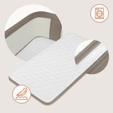 Patut co-sleeper, Lionelo, Pari, Multifunctional, Cu leganare, Reglabil in 6 pozitii pe inaltime, Saltea cu densitate T25, Geanta transport, 84x48x70-80 cm, Taupe