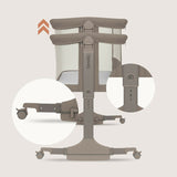 Patut co-sleeper, Lionelo, Pari, Multifunctional, Cu leganare, Reglabil in 6 pozitii pe inaltime, Saltea cu densitate T25, Geanta transport, 84x48x70-80 cm, Taupe