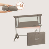 Patut co-sleeper, Lionelo, Pari, Multifunctional, Cu leganare, Reglabil in 6 pozitii pe inaltime, Saltea cu densitate T25, Geanta transport, 84x48x70-80 cm, Taupe