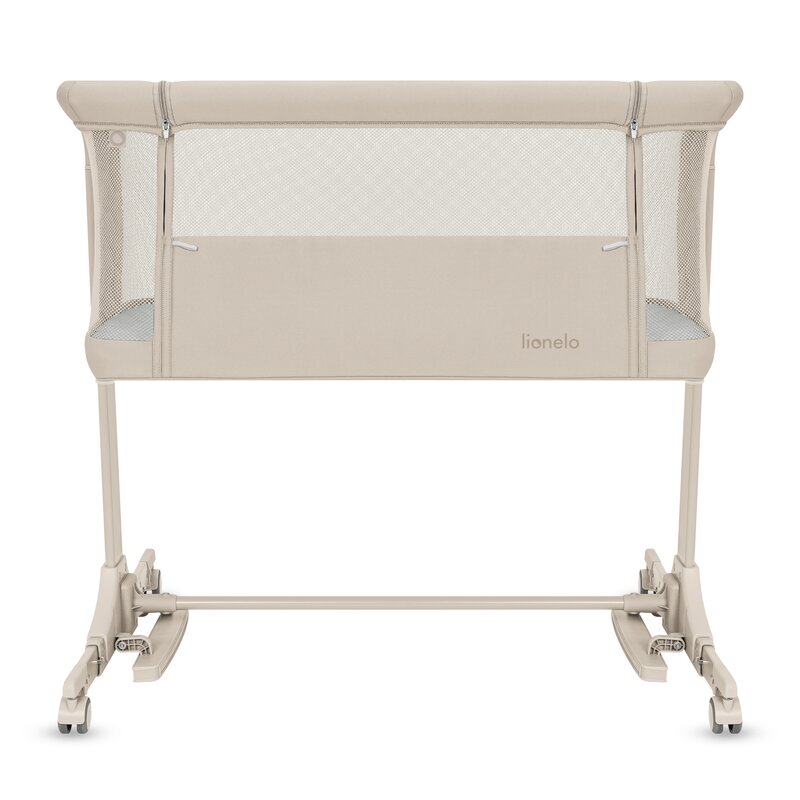 Patut co-sleeper, Lionelo, Pari, Multifunctional, Cu leganare, Reglabil in 6 pozitii pe inaltime, Saltea cu densitate T25, Geanta transport, 84x48x70-80 cm, Bej
