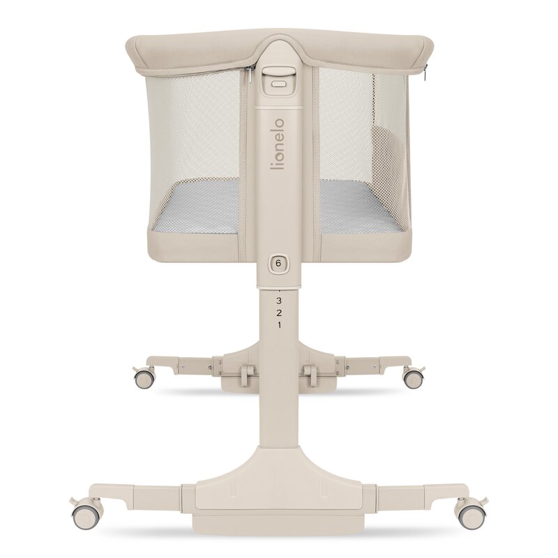 Patut co-sleeper, Lionelo, Pari, Multifunctional, Cu leganare, Reglabil in 6 pozitii pe inaltime, Saltea cu densitate T25, Geanta transport, 84x48x70-80 cm, Bej