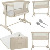 Patut co-sleeper, Lionelo, Pari, Multifunctional, Cu leganare, Reglabil in 6 pozitii pe inaltime, Saltea cu densitate T25, Geanta transport, 84x48x70-80 cm, Bej