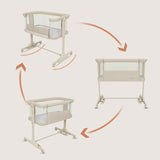 Patut co-sleeper, Lionelo, Pari, Multifunctional, Cu leganare, Reglabil in 6 pozitii pe inaltime, Saltea cu densitate T25, Geanta transport, 84x48x70-80 cm, Bej