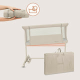 Patut co-sleeper, Lionelo, Pari, Multifunctional, Cu leganare, Reglabil in 6 pozitii pe inaltime, Saltea cu densitate T25, Geanta transport, 84x48x70-80 cm, Bej