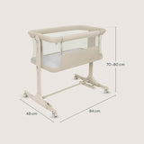 Patut co-sleeper, Lionelo, Pari, Multifunctional, Cu leganare, Reglabil in 6 pozitii pe inaltime, Saltea cu densitate T25, Geanta transport, 84x48x70-80 cm, Bej