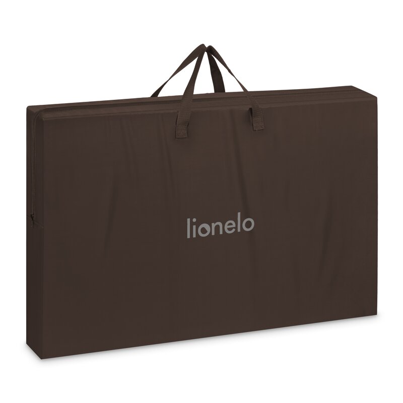 Patut co-sleeper, Lionelo, Pari, Multifunctional, Cu leganare, Reglabil in 6 pozitii pe inaltime, Saltea cu densitate T25, Geanta transport, 84x48x70-80 cm, Maro