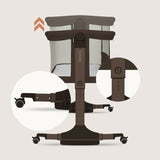Patut co-sleeper, Lionelo, Pari, Multifunctional, Cu leganare, Reglabil in 6 pozitii pe inaltime, Saltea cu densitate T25, Geanta transport, 84x48x70-80 cm, Maro