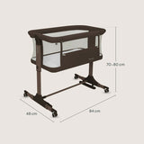 Patut co-sleeper, Lionelo, Pari, Multifunctional, Cu leganare, Reglabil in 6 pozitii pe inaltime, Saltea cu densitate T25, Geanta transport, 84x48x70-80 cm, Maro