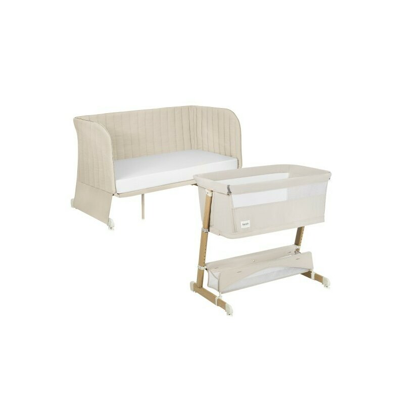 Patut co-sleeper, Lionelo, Thomi Plus, 5 in 1, Multifunctional, Sustine pana la 9 kg ca patut, 15 kg tarc de joaca, 100 kg canapea, Inaltime reglabila in 7 pozitii, De la nastere pana la 4 ani, Cu 2 saltele din spuma T25, 94x70x77-93,5 cm, Bej - gogobaby.ro