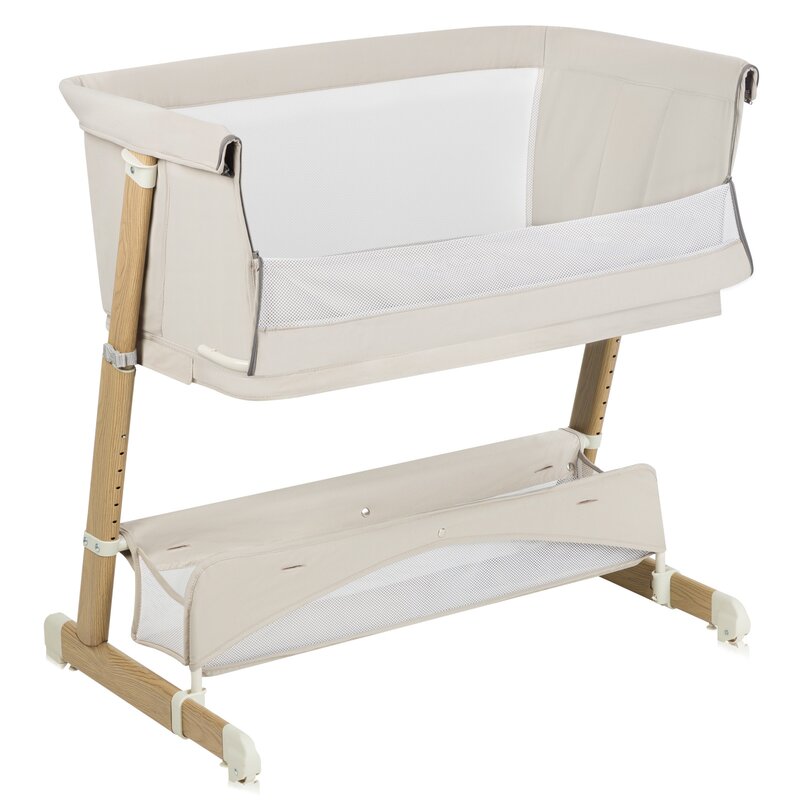 Patut co-sleeper, Lionelo, Thomi Plus, 5 in 1, Multifunctional, Sustine pana la 9 kg ca patut, 15 kg tarc de joaca, 100 kg canapea, Inaltime reglabila in 7 pozitii, De la nastere pana la 4 ani, Cu 2 saltele din spuma T25, 94x70x77-93,5 cm, Bej