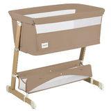Patut co-sleeper, Lionelo, Thomi Plus, 5 in 1, Multifunctional, Sustine pana la 9 kg ca patut, 15 kg tarc de joaca, 100 kg canapea, Inaltime reglabila in 7 pozitii, De la nastere pana la 4 ani, Cu 2 saltele din spuma T25, 94x70x77-93,5 cm, Maro